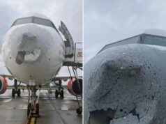 Fotos assustadoras mostram danos chocantes a um avião atingido por granizo depois de passar por uma violenta tempestade: ‘Ameaças graves’ Fotos assustadoras mostram danos chocantes a um avião atingido por granizo depois de passar por uma violenta tempestade: 'Ameaças graves'