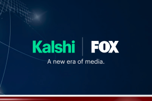Fox faz parceria com Kalshi para trazer mercados de previsão Gráfico de anúncio da parceria Kalshi e Fox com logotipos e slogan “Uma nova era da mídia” em fundo azul