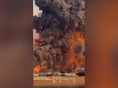 Fumaça e brasas vistas sobre Isfahan, no Irã, após ataque Fumaça e brasas vistas sobre Isfahan, no Irã, após ataque