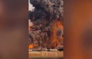 Fumaça e brasas vistas sobre Isfahan, no Irã, após ataque Fumaça e brasas vistas sobre Isfahan, no Irã, após ataque