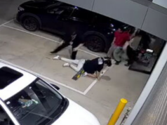 Funcionários prendem suposto ladrão no chão após valioso card de Pokémon ser apreendido Ravenhall alega roubo de loja de cartões de Pokémon em 21 de abril