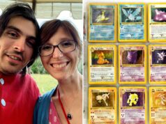 Futuro noivo vende coleção de cartas Pokémon vintage para pagar todo o casamento dos sonhos Um homem e uma mulher sorrindo para uma selfie.
