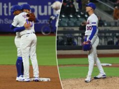 Gary Cohen e Howie Rose fazem ligações enfáticas enquanto o Mets termina com uma sequência de pesadelos Bo Bichette e Marcus Semien se abraçam depois que o Mets derrotou os Twins em 22 de abril de 2026.