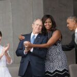 Laura Bush, George W. Bush, Michelle Obama e Barack Obama em 2016.