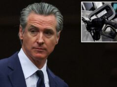 Grande grupo petrolífero lança bomba da verdade sobre Gavin Newsom sobre os preços do gás Preços da gasolina exibidos em uma bomba em um posto de gasolina Chevron em Bellevue, Washington, em 13 de março de 2026.