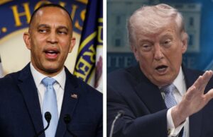 Hakeem Jeffries pede ‘exame de bem-estar’ de Trump ‘desequilibrado’ após ameaça do Irã na Páscoa | Vídeo O presidente Donald Trump faz uma pausa ao terminar de falar sobre a guerra do Irã no Cross Hall da Casa Branca na quarta-feira, 1º de abril de 2026, em Washington