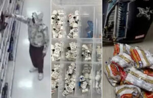 Homem é preso por suspeita de roubo após supostamente substituir Legos por macarrão antes de devolvê-los para reembolso A pasta seca Jarrelle Augustine supostamente substituiu os Legos porCrédito: Departamento de Polícia de Irvine