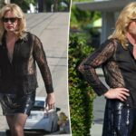 Icônico megastar da TV dos anos 90 irreconhecível ao entrar no personagem com saia de lantejoulas e peruca loira para o novo papel