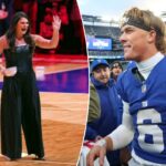 Ilona Maher na quadra no intervalo do jogo feminino do Campeonato Nacional do Torneio da NCAA de 2026.