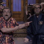 Jonah Hill e Tina Fey Crash Jack Black SNL 5-Timers Club Indução 1