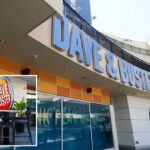 Exterior de um restaurante Dave & Buster's em Hollywood e Highland em Los Angeles.