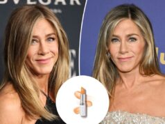 Jennifer Aniston aposta neste clássico protetor labial com FPS: ‘Vem comigo para todos os lugares’ Elizabeth Arden Eight Hour Cream Lip Protectant Stick Protetor Solar FPS 15 com sua caixa branca.