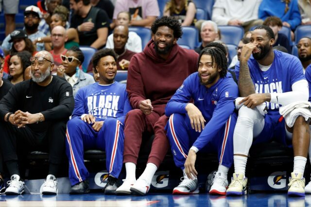Joel Embiid reage à vitória do 76ers no jogo 2 sobre o Celtics
