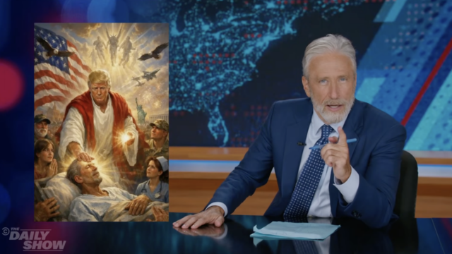 Jon Stewart avalia as postagens furiosas de Trump no Truth Social atacando o Papa
