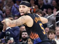 José Alvarado, do Knicks, prospera novamente enquanto continua crescendo em importância Jose Alvarado comemora depois de acertar uma cesta de 3 pontos durante a vitória dos Knicks por 127-97 no jogo 5 sobre os Hawks em 28 de abril de 2026 no Garden.