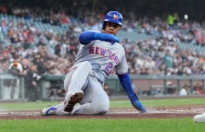 Juan Soto perderá pelo menos duas semanas na calamidade por lesão do Mets Juan Soto, do New York Mets, deslizando para a base.