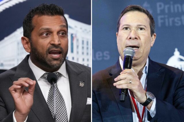 Kash Patel falando em entrevista coletiva.