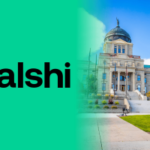 Logotipo de Kalshi ao lado do edifício do Capitólio do Estado de Montana enquanto Kalshi busca liminar federal contra a fiscalização de jogos de azar em Montana sobre mercados de previsão