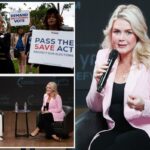 A secretária de imprensa da Casa Branca, Karoline Leavitt, fala durante um evento Turning Point USA na George Washington University.