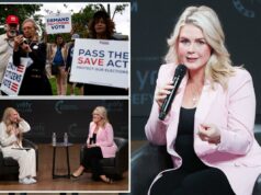 Karoline Leavitt ataca após pergunta ‘francamente insultuosa’ gritada no evento TPUSA com Erika Kirk A secretária de imprensa da Casa Branca, Karoline Leavitt, fala durante um evento Turning Point USA na George Washington University.