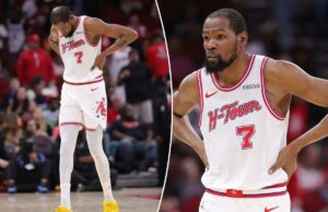 Kevin Durant afastado dos gramados do jogo 1 da série de playoffs Lakers-Rockets Kevin Durant afastado dos gramados do jogo 1 da série de playoffs Lakers-Rockets
