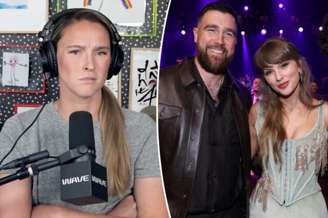 Kylie Kelce criticada por fãs por reclamar sobre perguntas sobre o casamento de Travis e Taylor Swift
