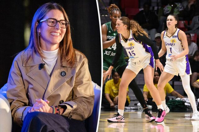 A CEO do Bay FC, Stacy Johns, falando no 2026 SheBelieves Summit.