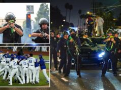 LA deve pagar US $ 11,8 milhões ao homem cego por projétil da polícia durante a celebração dos Dodgers LA deve pagar US $ 11,8 milhões ao homem cego por projétil da polícia durante a celebração dos Dodgers