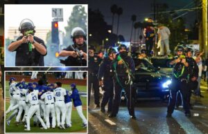 LA deve pagar US $ 11,8 milhões ao homem cego por projétil da polícia durante a celebração dos Dodgers LA deve pagar US $ 11,8 milhões ao homem cego por projétil da polícia durante a celebração dos Dodgers