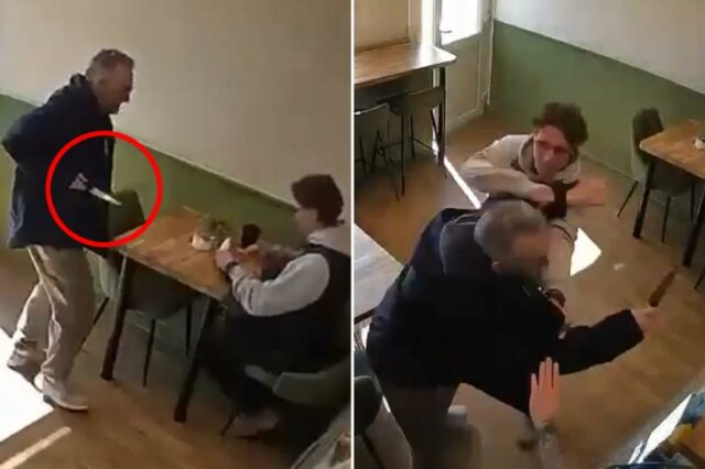 Lanchonete esfaqueada enquanto comia em um café, CCTV aterrorizante se torna viral
