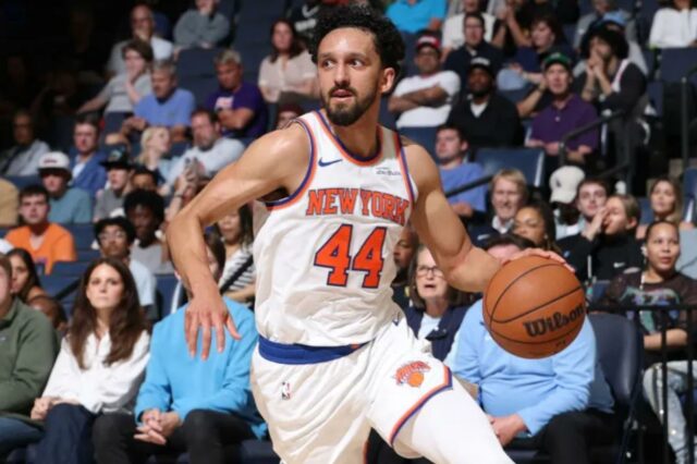 Landry Shamet, que marcou 13 pontos, na vitória dos Knicks por 130-119 sobre os Grizzlies em 1º de abril de 2026, em Memphis.