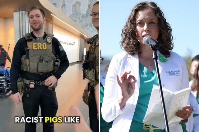 Os agentes do ICE sorriram e se afastaram do confronto.