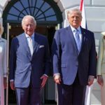 O presidente Donald Trump e a primeira-dama Melania Trump deram as boas-vindas ao rei Charles e à rainha Camilla na Casa Branca na segunda-feira, quando a realeza iniciou sua viagem de quatro dias aos EUA.