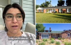 Liberais afirmam que ter um belo gramado é ‘racista’ e ‘baseado na supremacia branca’ em um discurso bizarro do TikTok Uma foto da parte externa de uma casa térrea com gramado na frente.