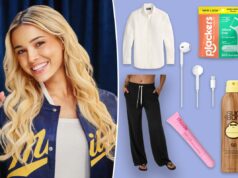 Livvy Dunne fala sobre ‘Baywatch’, cerveja e pega emprestadas as camisas do namorado Ilustração de um bule branco e quatro xícaras de chá, todas marcadas com o