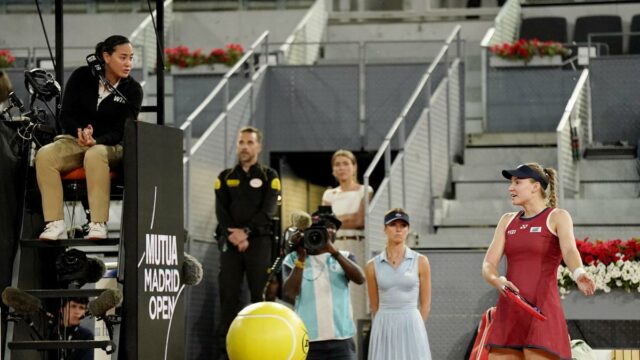 Madrid Open 2026: Rybakina rebate no sistema de chamada de linha
