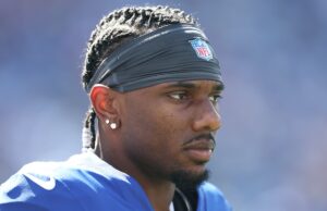 Malik Nabers questiona gigantes pela escolha de Arvell Reese no draft da NFL New York Giants wide receiver Malik Nabers against Los Angeles Chargers