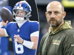 Mensagem de Matt Nagy para Jaxson Dart: Não tente ser Patrick Mahomes O novo coordenador ofensivo do Giants disse que não quer que Jaxson Dart tente ser o próximo Patrick Mahomes.