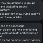 “No Irão, eles estão a reunir-se em grupos e a abrigar-se em torno de infra-estruturas, só porque sabem que Trump disse que iremos bombardear essas instalações. Eles estão anunciando isso em rede nacional de TV no Irã – para virem às ruas e trazerem seus filhos. É coisa deles usar as pessoas como escudos humanos. O mesmo padrão na Palestina. Eles fazem isso em vez de se renderem ou fazerem um acordo”, disse uma fonte que se comunicou com a família dentro do Irã ao Daily Mail.