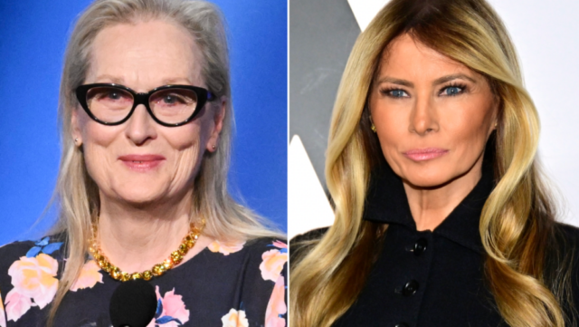 Meryl Streep chama a atenção de Melania Trump para a moda e a 'desestabilização' das mulheres no poder: 'Elas têm que desnudar os braços na TV enquanto os homens estão cobertos de terno'
