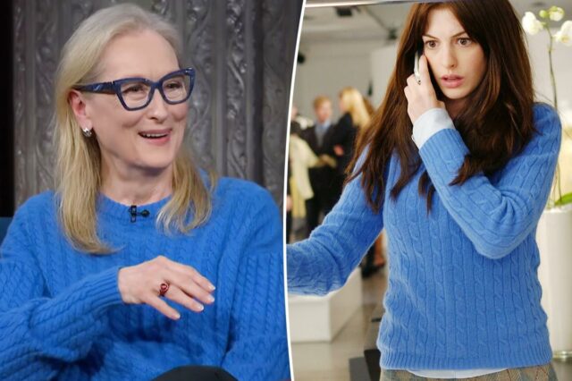 Meryl Streep traz de volta o icônico suéter azul cerúleo para 'Devil Wears Prada 2'

