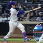 Mark Vientos dá o sinal verde na oitava entrada da vitória do Mets por 3-2 sobre os Twins em 22 de abril de 2026 no Citi Field.