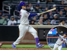 Mets ultrapassou Twins para pôr fim à derrapagem brutal de 12 jogos, mas perdeu Francisco Lindor devido a lesão Mark Vientos dá o sinal verde na oitava entrada da vitória do Mets por 3-2 sobre os Twins em 22 de abril de 2026 no Citi Field.