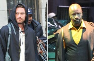 Mike Colter e Finn Jones são vistos no set de ‘Demolidor: Nascido de Novo’ com a co-estrela de ‘Defensores’ Krysten Ritter Mike Colter e Finn Jones são vistos no set de 'Demolidor: Nascido de Novo' com a co-estrela de 'Defensores' Krysten Ritter