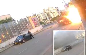 Momento dramático: mulher israelense é derrubada no chão quando um míssil explode ao lado dela – antes de se levantar e ir embora Imagens de CCTV mostram uma poderosa explosão perto de uma mulher ao lado de seu carro em Petah Tikva, Israel.