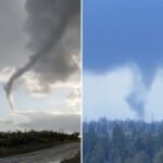 Momento raro capturado pela câmera quando três tornados pousam na Califórnia