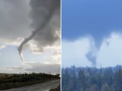 Momento raro capturado pela câmera quando três tornados pousam na Califórnia Momento raro capturado pela câmera quando três tornados pousam na Califórnia