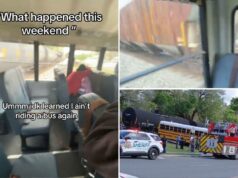 Motorista de ônibus escolar é preso após um vídeo chocante mostrar um trem atropelando um veículo lotado no cruzamento Motorista de ônibus escolar é preso após um vídeo chocante mostrar um trem atropelando um veículo lotado no cruzamento