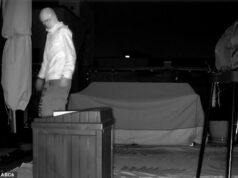 Mulher checou a câmera noturna em busca de guaxinins e viu o pior pesadelo de cada proprietário olhando para ela Uma figura mascarada foi vista subindo pelos telhados de casas geminadas na calada da noite