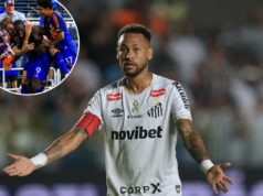 Neymar e FC Cincinnati em negociações iniciais sobre mudança chocante na MLS: relatório Neymar reagindo durante uma partida do campeonato brasileiro de futebol.